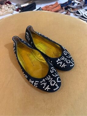 Giuseppe Zanotti Black Crystal-Embellished Women's Ballet Flats